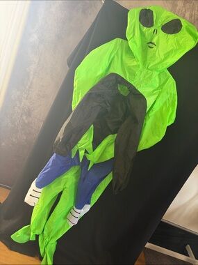 Inflatable Green Alien Costume - Bright Neon Green & Black Halloween Costume